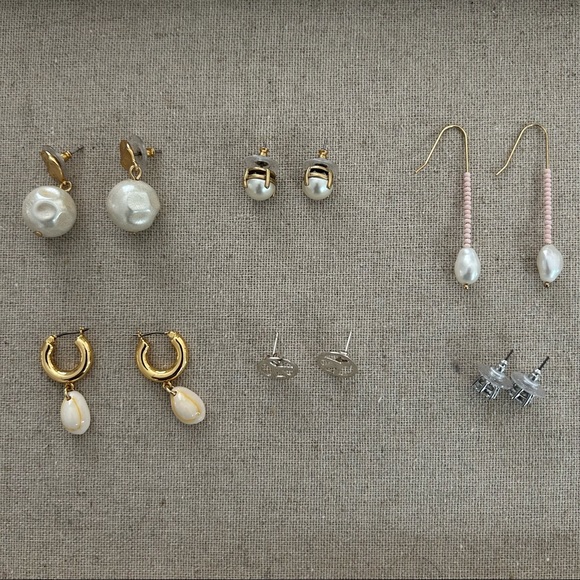 Lot of 6 pairs of earrings: J. Crew, Stella & Dot, Sterling Silver - Picture 1 of 7